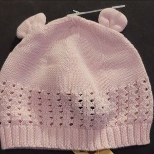 NWT Baby GAP Girl's Pink Crochet Hat Ears Size 6-12 Months